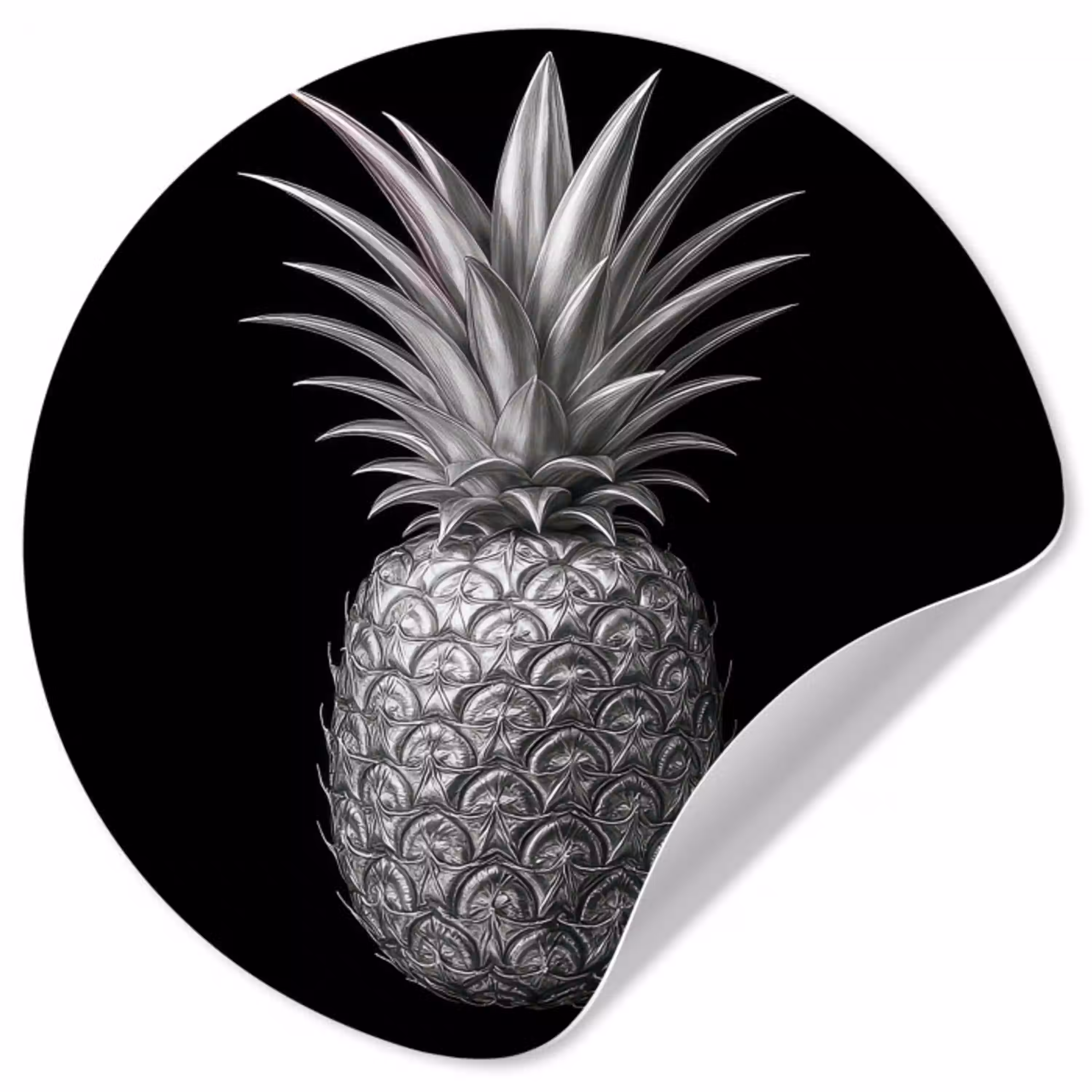 Ananas - Gedetailleerd - Bladeren Wandcirkel behangsticker klein -3d