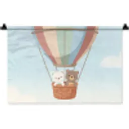 Luchtballon - Beren - Pastel Wandkleed katoen klein -zz3d