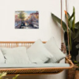 Brug - Stad - Huizen - Boot tuinposter los doek klein -sfeer7