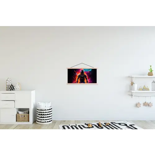 Astronaut - Neon - Gaming - Ruimte textielposter latten blank klein -kinderkamer