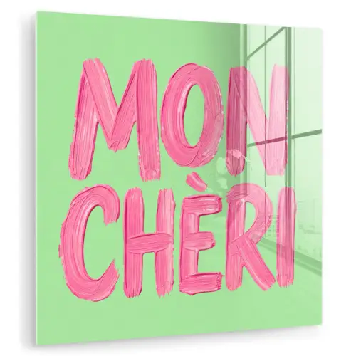 Mon cheri - Groen - Roze plexiglas 5mm klein -zzzproduct_nieuw