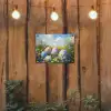 Grasveld - Eieren - Bloemen tuinposter los doek klein -sfeer1