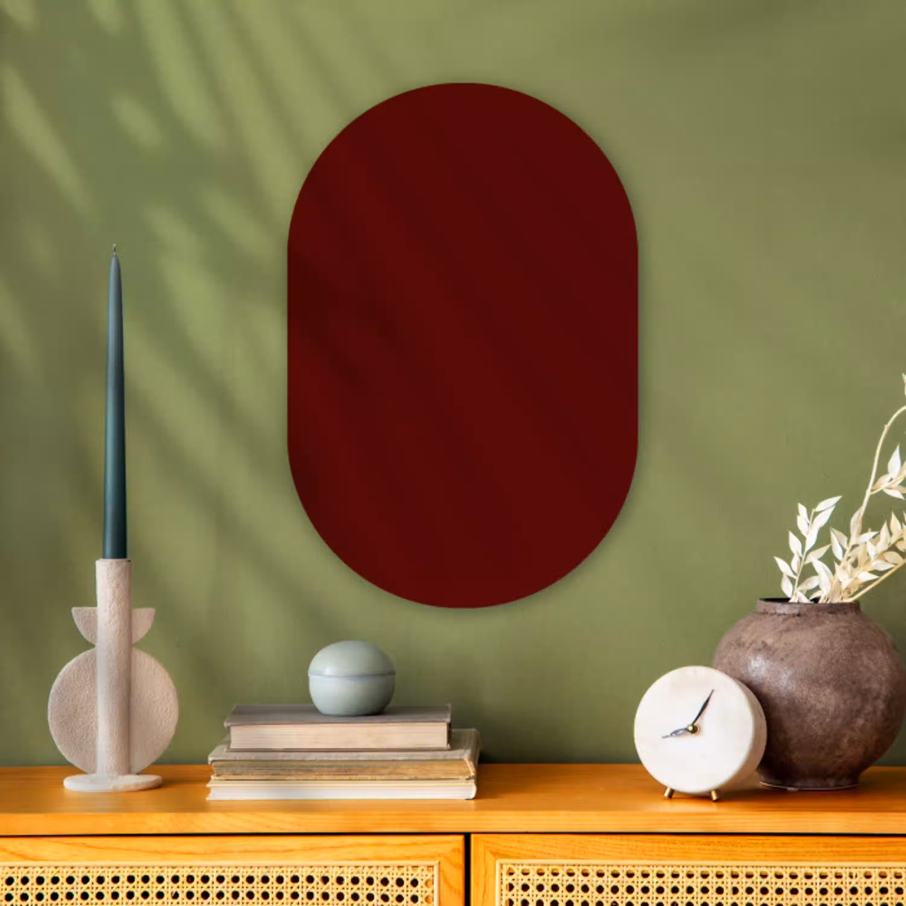Burnt - Mahogany - Rood Wandcirkel Ovaal Forex klein 630 -sfeer2