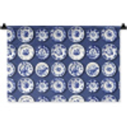 Borden - Floraal - Blauw Wandkleed katoen klein 269 -zz3d