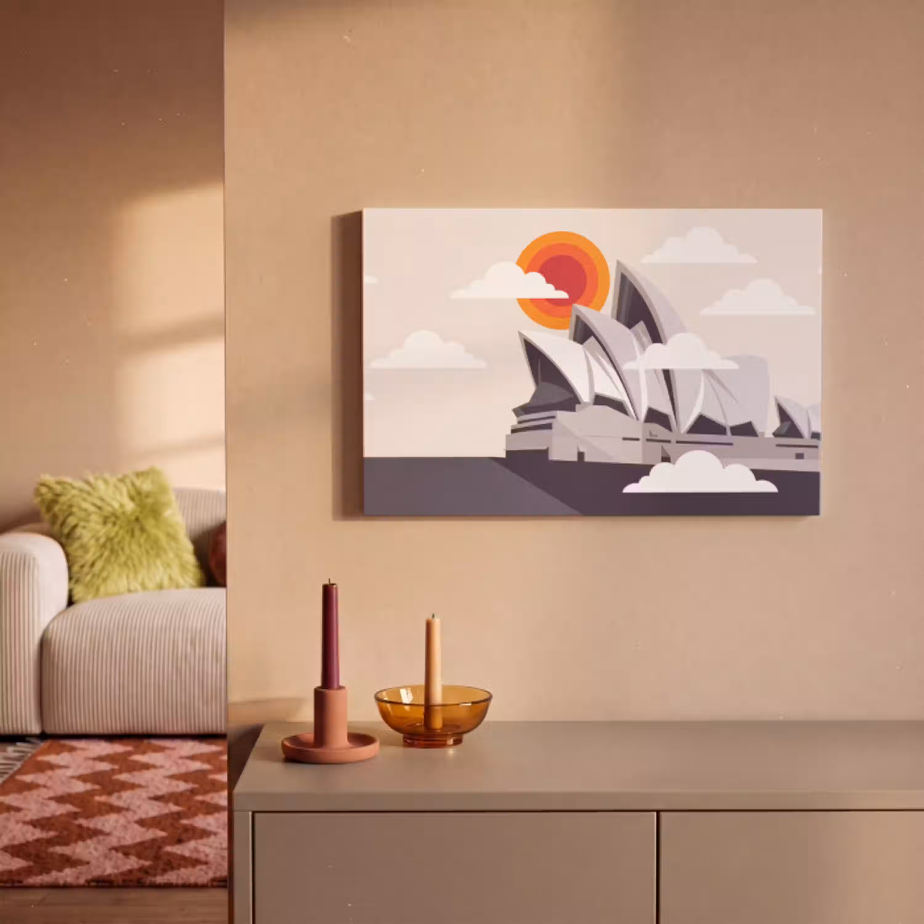 Architectuur - Stadsgezicht - Modern - Grijs - Oranje canvas 2cm klein -sfeer1