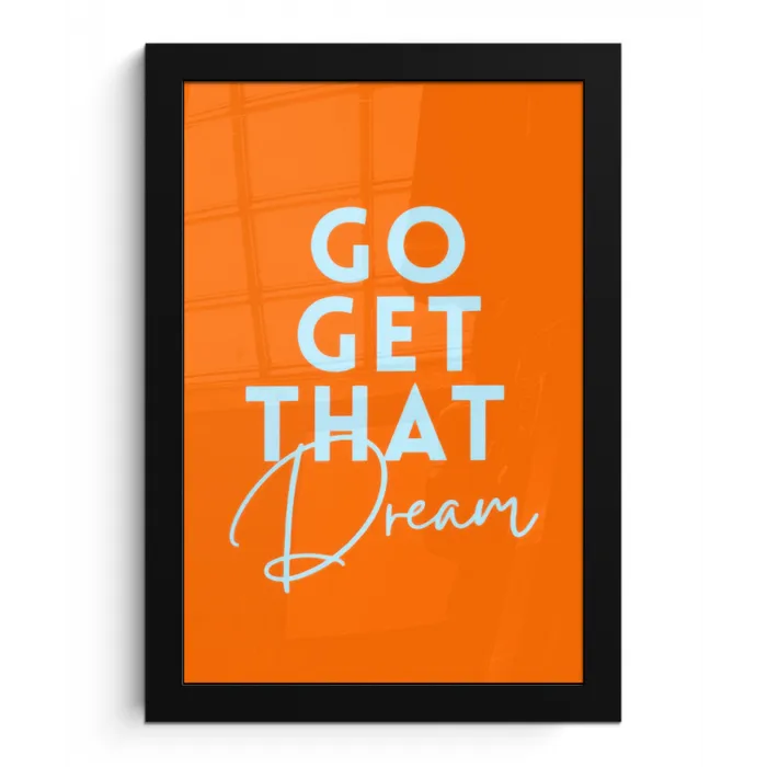 Oranje - Blauw - Go get that dream fotolijst zwart zonder passe partout klein -3d