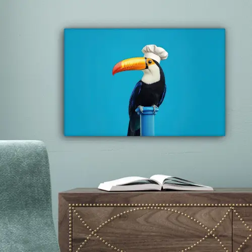 Tucan - Sokkel - Vogel - Koksmuts canvas 2cm klein -sfeer4