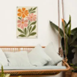 Minimalistisch - Bloemen - Bladeren - Roze tuinposter los doek klein -sfeer7