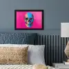 Neon - Blauw - Pop-art - Schedel fotolijst zwart zonder passe partout klein -sfeer3