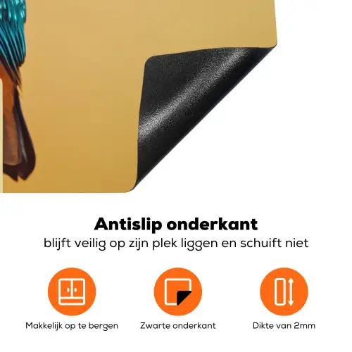 Ijsvogel - Pilaar - Koksmuts - Vogel Inductie beschermer vinyl 3mm klein -zzzzzzz-td-onderkant