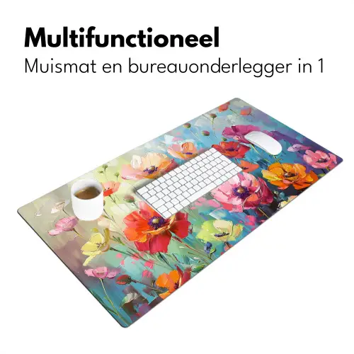 Bloemen - Kleurrijk - Waterverf - Natuur - Zomer Muismat XXL klein -sfeer4