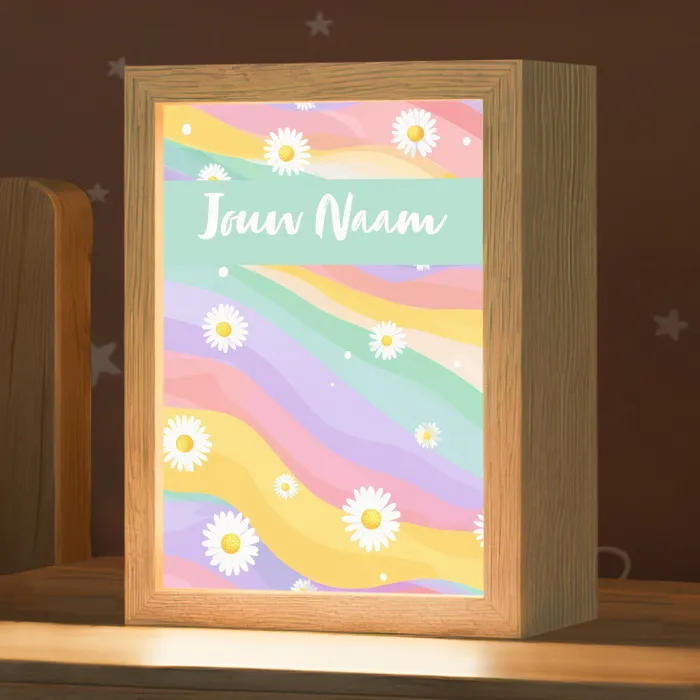 Madeliefjes - Kleurrijk - Pastel Light Box met kabel (Kinderlampje) klein -zzz_3d_website