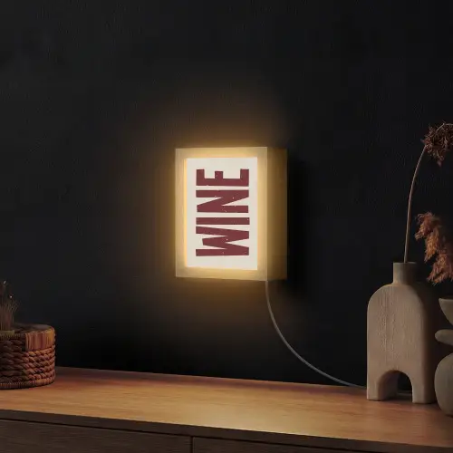Wine - Red - Decoratie - Japandi Light Box met kabel (Wandlamp) klein -sfeer1