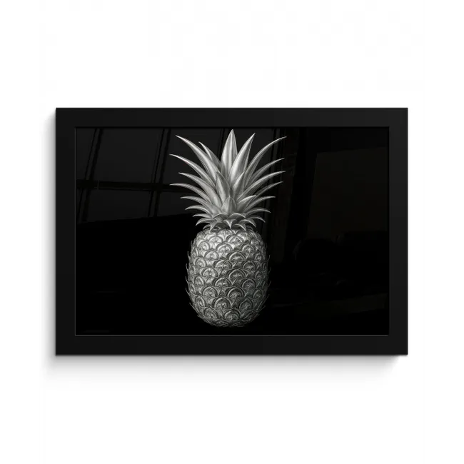 Ananas - Gedetailleerd - Bladeren fotolijst zwart zonder passe partout klein -3d