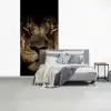 Leeuw - Dieren - Zwart - Portret fotobehang vinyl groot -slaapkamer