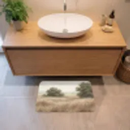 Landschap - Minimalistisch - Beige Badmat klein -sfeer1