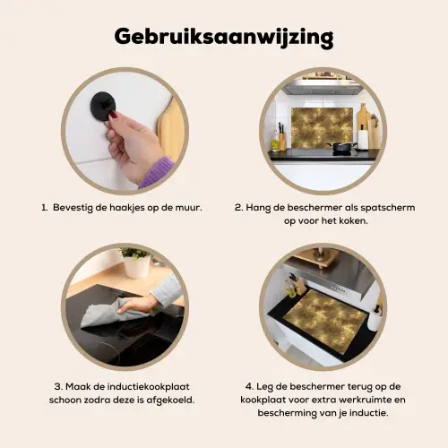 Antiek - Metaallook - Goud Inductie beschemer met haakjes klein 777 -ky-gebruik-nl