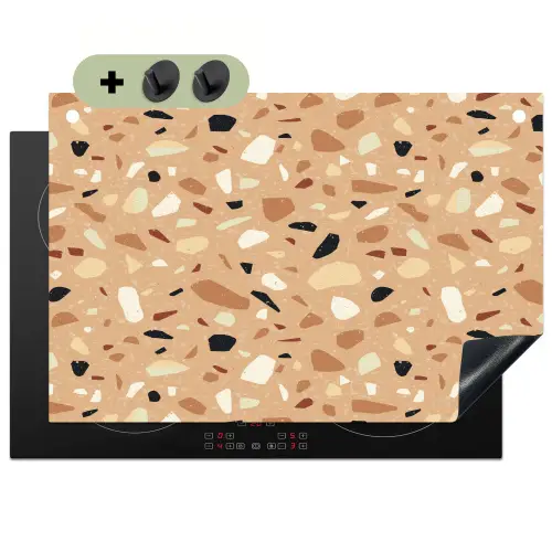 Terrazzo - Patroon - Kleurrijk - Oranje Inductie beschemer met haakjes klein 777 -3d
