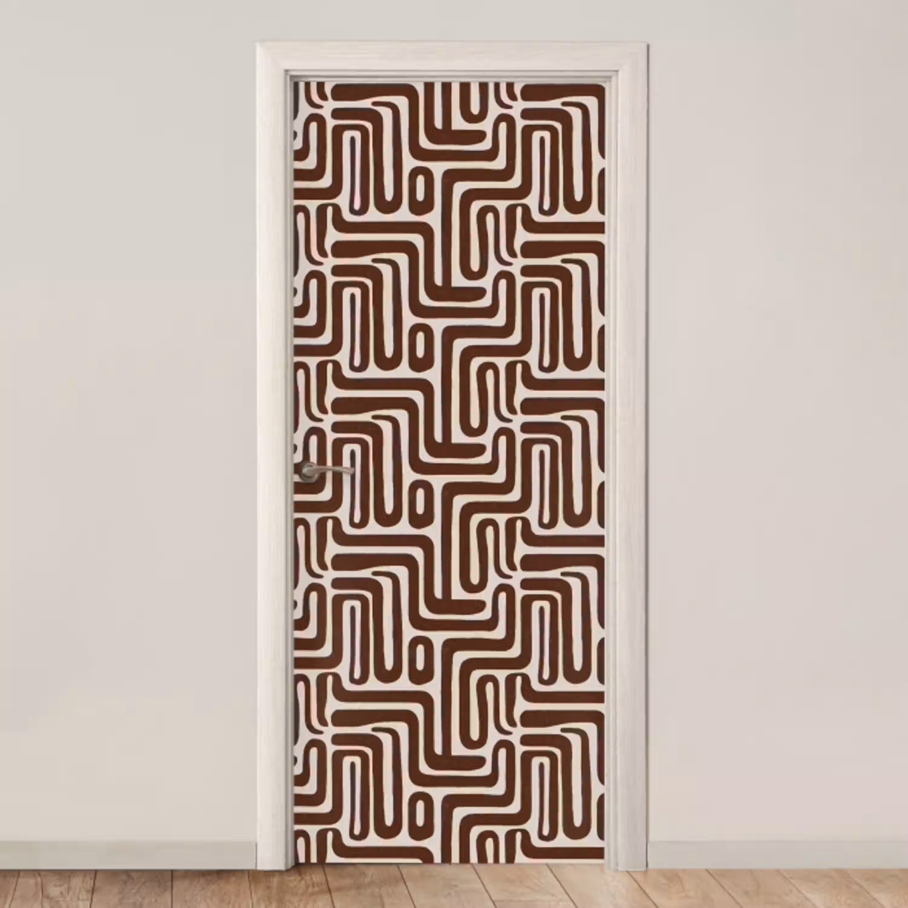 Abstract - Patroon - Bruin deurposter klein 289 -3d_beige
