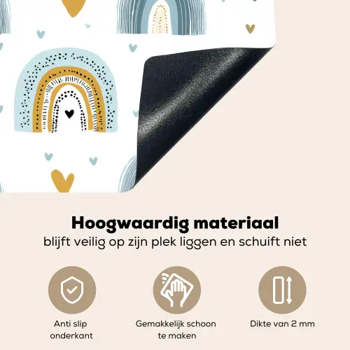 Patroon - Regenboog - Hartjes Inductie beschemer met haakjes middel -ky-onderkant-nl