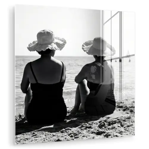Vrouwen - Zonnehoed - Strand - Zwart - Wit plexiglas 5mm klein -zzzproduct_nieuw