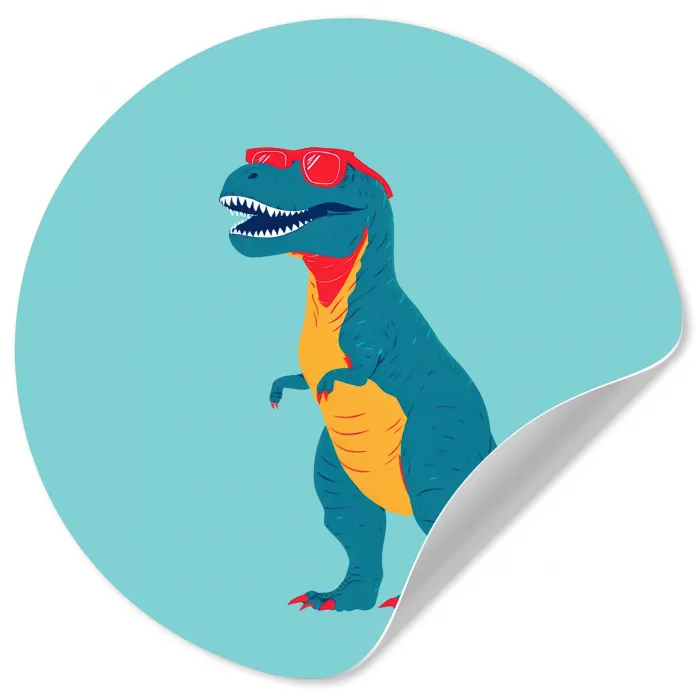 Dinosaurus - Blauw - Zonnebril Wandcirkel behangsticker klein -3d