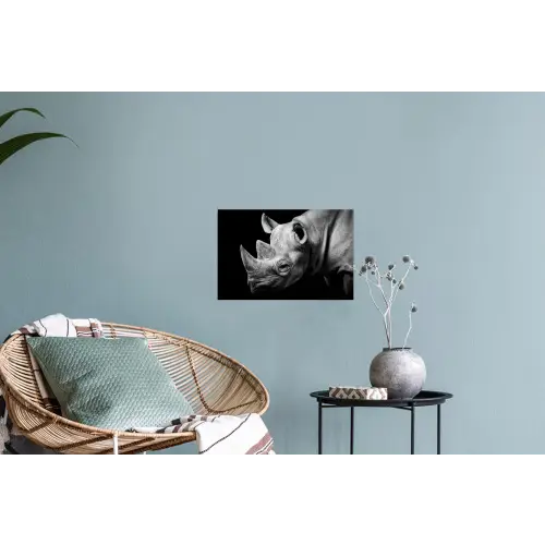 Dieren - Neushoorn - Zwart - Wit - Portret Muursticker klein -plant