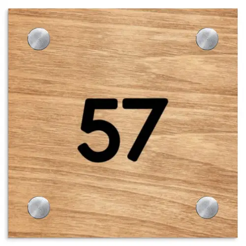 Licht hout - Traditioneel Naambord Vierkant klein -3d