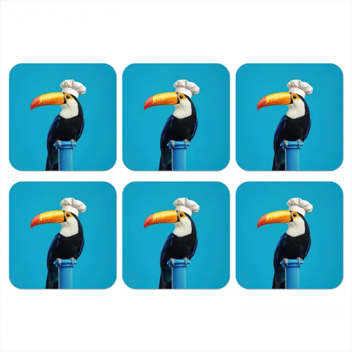 Tucan - Sokkel - Vogel - Koksmuts onderzetter kurk middel -3d