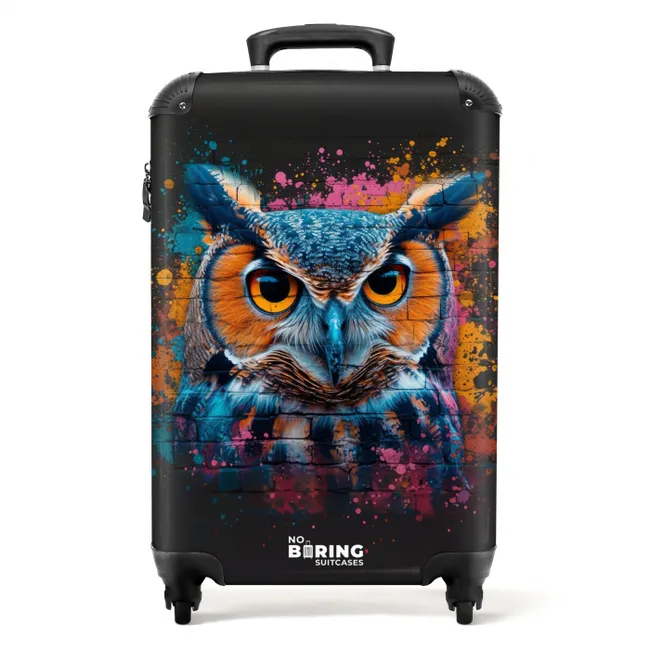 Uil in kleurrijke graffiti stijl NBS - Handbagage koffer - Unisex middel -productfoto_recht