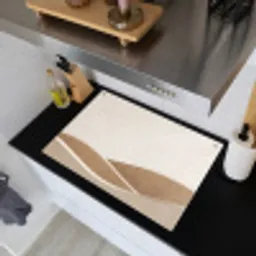 Abstract - Golven - Modern - Beige Inductie beschemer met haakjes klein -sfeer1