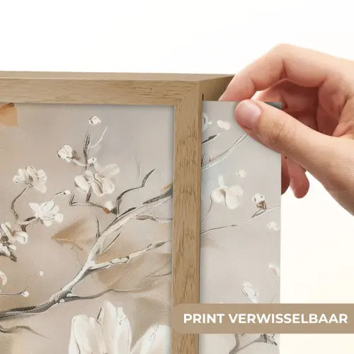 Bloemen - Natuur - Wit - Bloesem - Abstract Light Box met batterij (Wandlamp) middel -USP_websiteprintNL