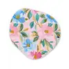 Blauw - Roze - Bloemen Wandcirkel Organisch Aluminium middel -3d