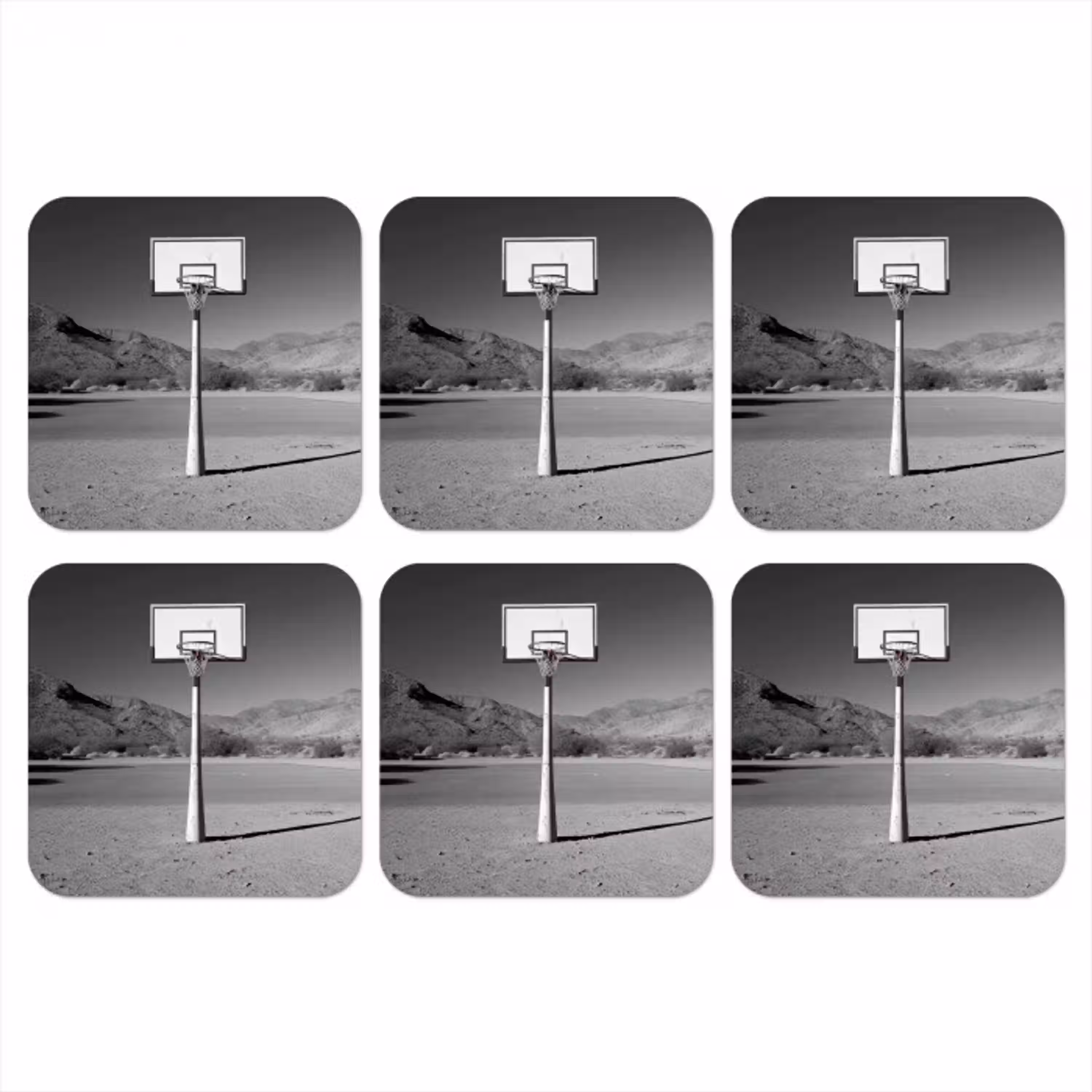 Basketbalpaal - Landschap - Zand - Wit onderzetter kurk middel -3d