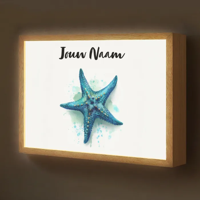 Zeester - Blauw - Spetters Light Box met batterij (Wandlamp kind) middel -z3d_website