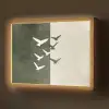 Japandi - Vogel - Groen Light Box met batterij (Wandlamp) middel -z3d_website