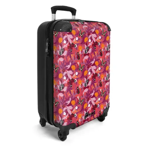Tropisch vlinder patroon donker roze NBS - Handbagage koffer - Kinderen Unisex middel -productfoto_3d
