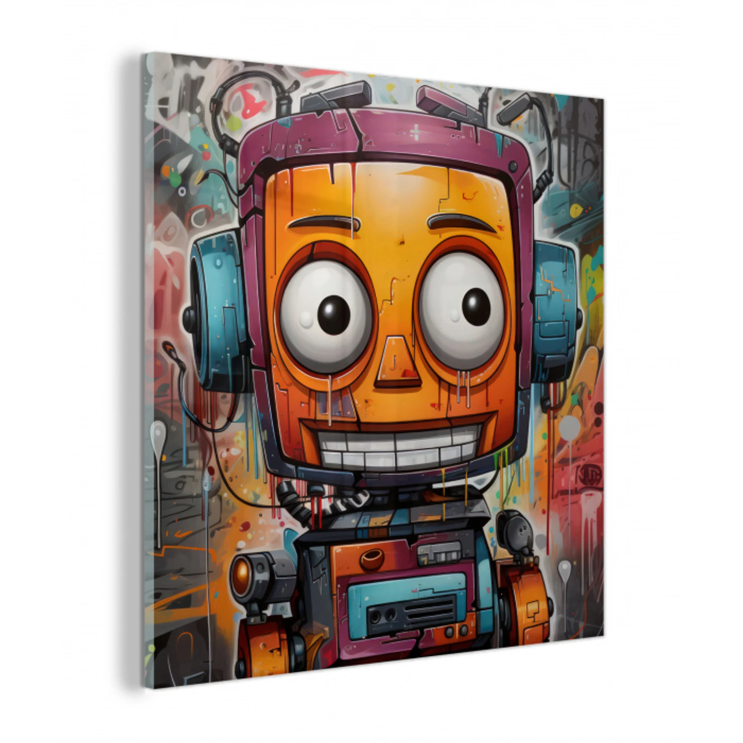 Robot - Graffiti - Oranje - Kleuren plexiglas 5mm klein -z3d