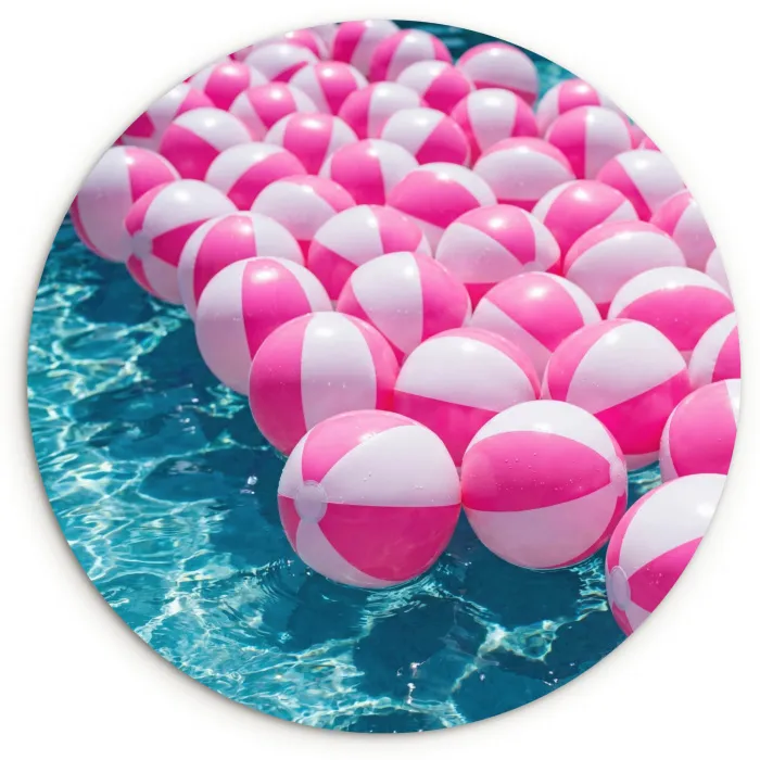 Strandballen - Roze - Water Wandcirkel kunststof plaat 5mm dik klein -3d