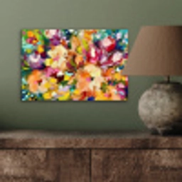 Schilderij - Olieverf - Bloemen - Regenboog aluminium wit klein -sfeer2