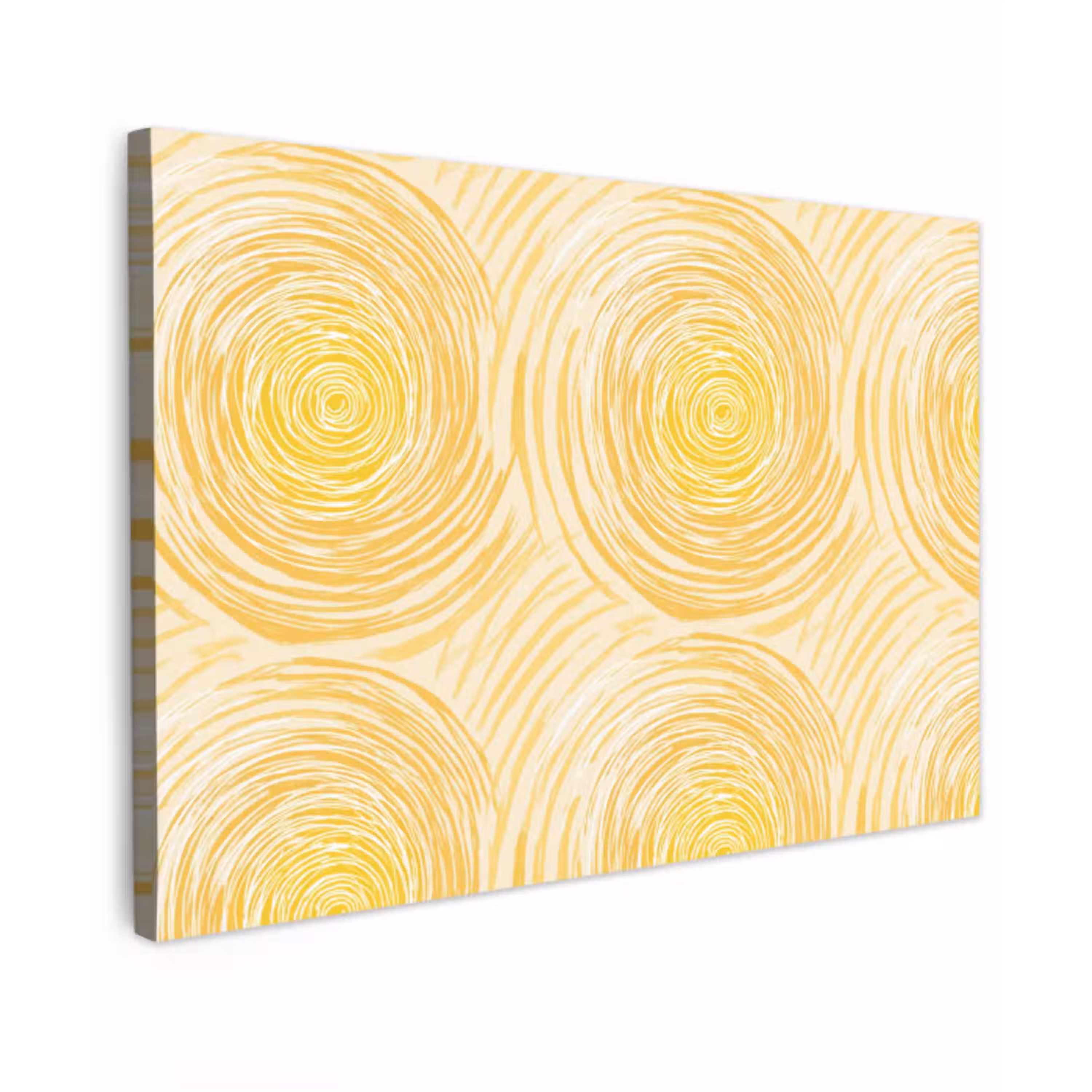 Cirkels - Abstract - Artistiek - Geel Tuinposter op houten frame 2 cm dik klein 845 -3d