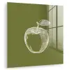 Lijntekening - Appel - Olijfgroen - Blaadje plexiglas 5mm klein -zzzproduct_nieuw
