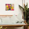 Vrouwengezicht - Krantenpapier - Abstract - Roze tuinposter los doek klein -sfeer7