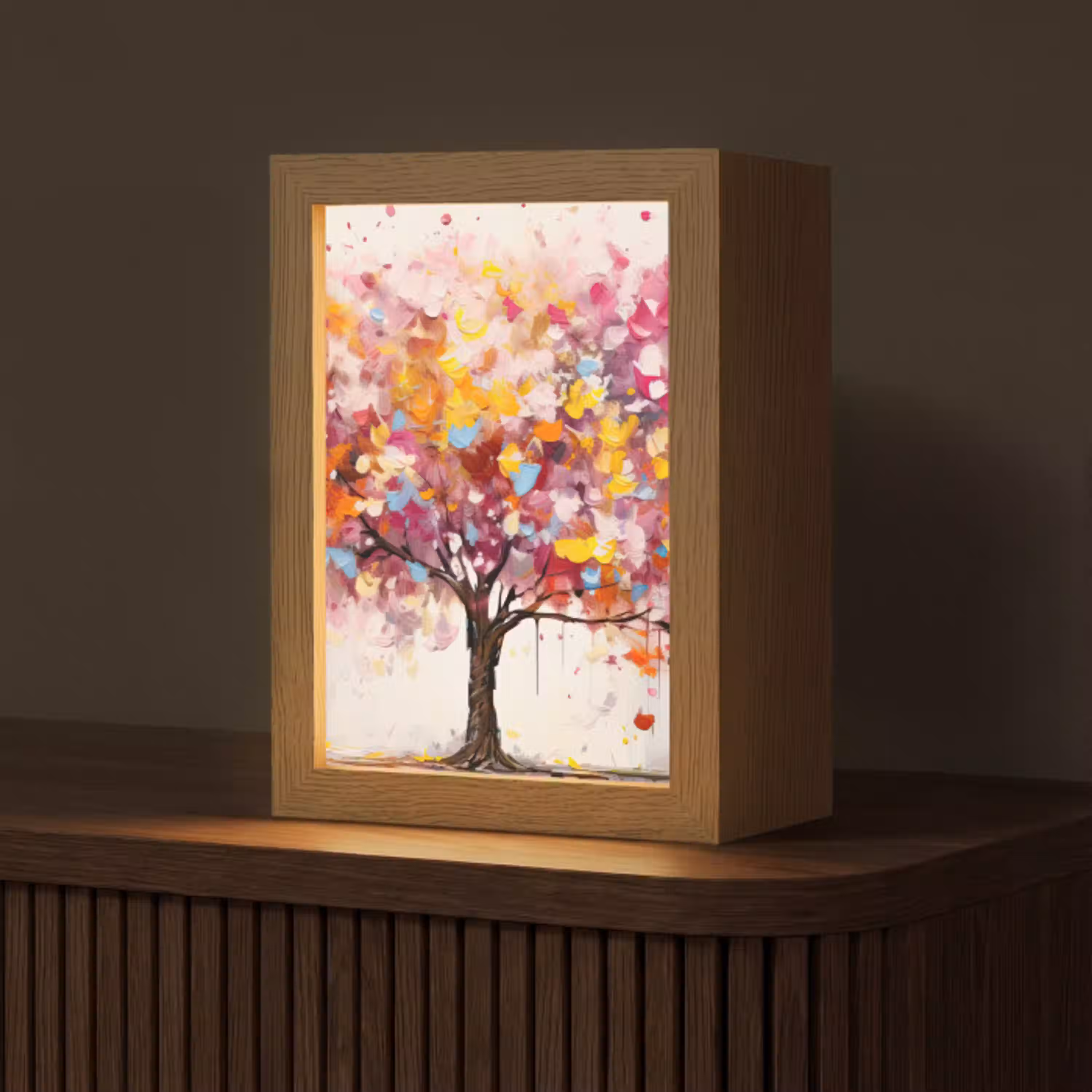 Aquarel - Boom - Kunst - Abstract Light Box met kabel (Tafellamp) klein -z3d_website