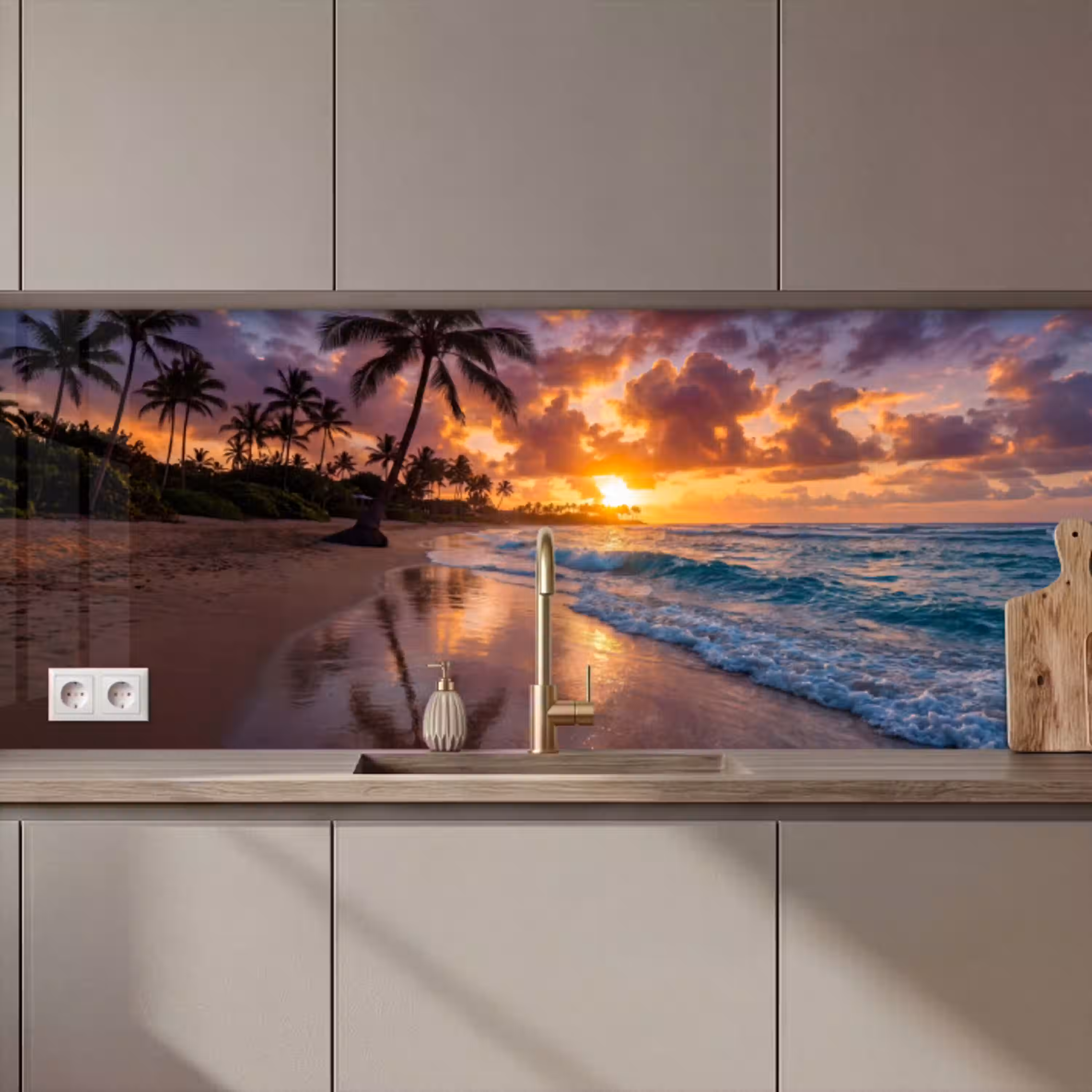 Strand - Zonsopgang - Tropisch - Natuur - Oranje keuken achterwand 2 middel zz_3dshopping