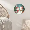 Sneeuwpop - Kerstsneeuw - Groen - Rood Wandcirkel behangsticker klein -sfeer4