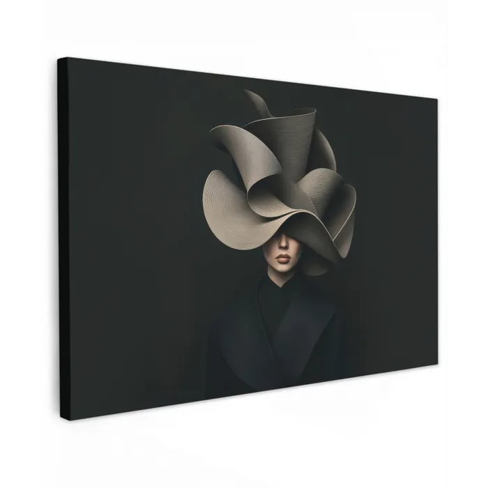Zwarte - Hoed - Vrouw canvas 2cm klein -z3d
