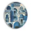 Abstract - Islamitisch - Blauw - Wit Akoestische PET Vilt - Rond klein -3d