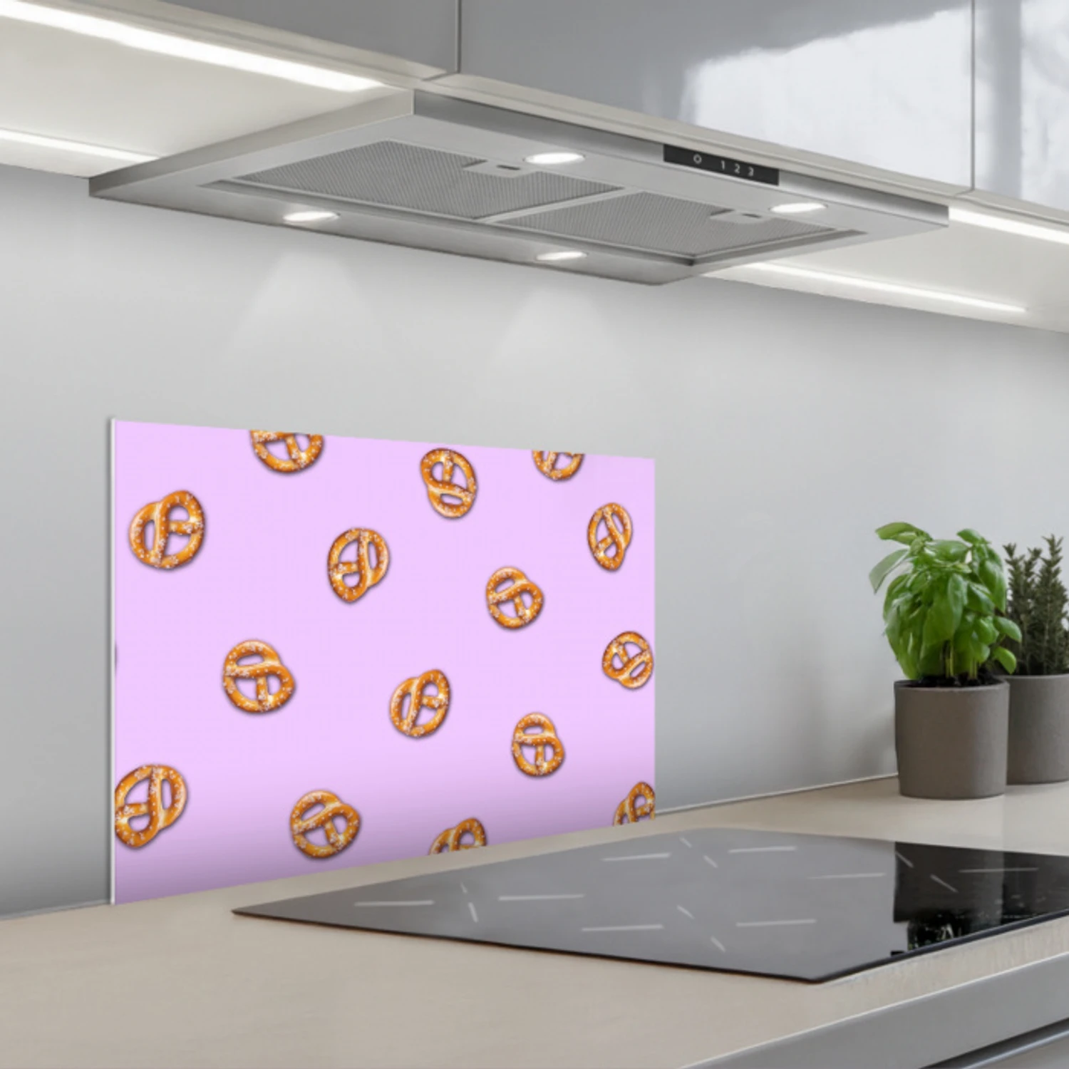 Pretzels - Eten - Paars keuken achterwand spatscherm klein -3d_schuin