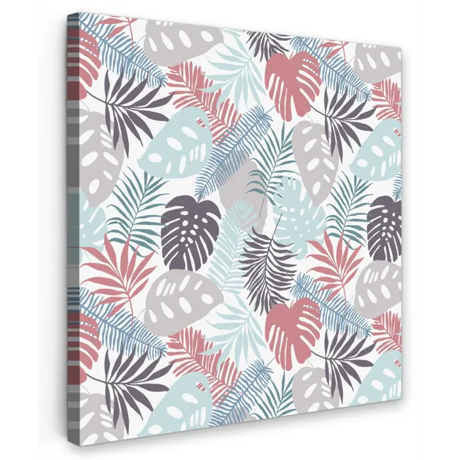 Monstera - Pastel - Bladeren - Tropical Tuinposter op houten frame 2 cm dik klein -3d